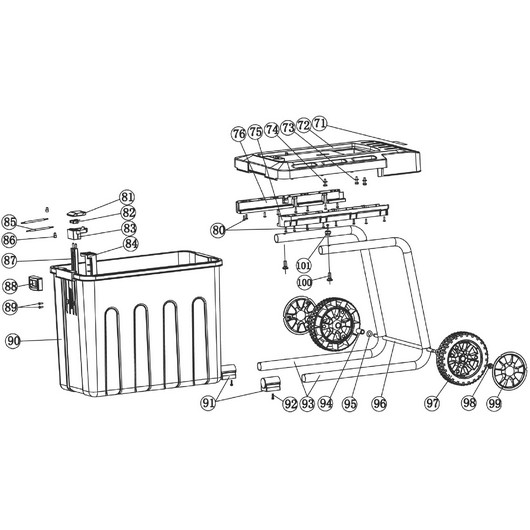 Мусоросборник, ось колес и колеса Champion SH280